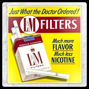 1950s L&M Filters Cigarette Vintage Advertising Sign 22" Cardboard Display‎ USA